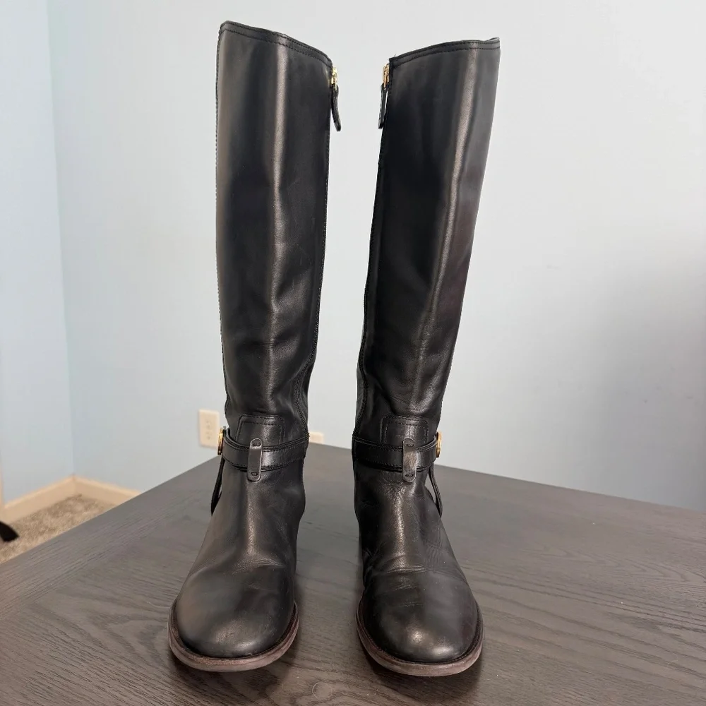 Tory Burch Black Leather Riding Boot‎ Size 9 M